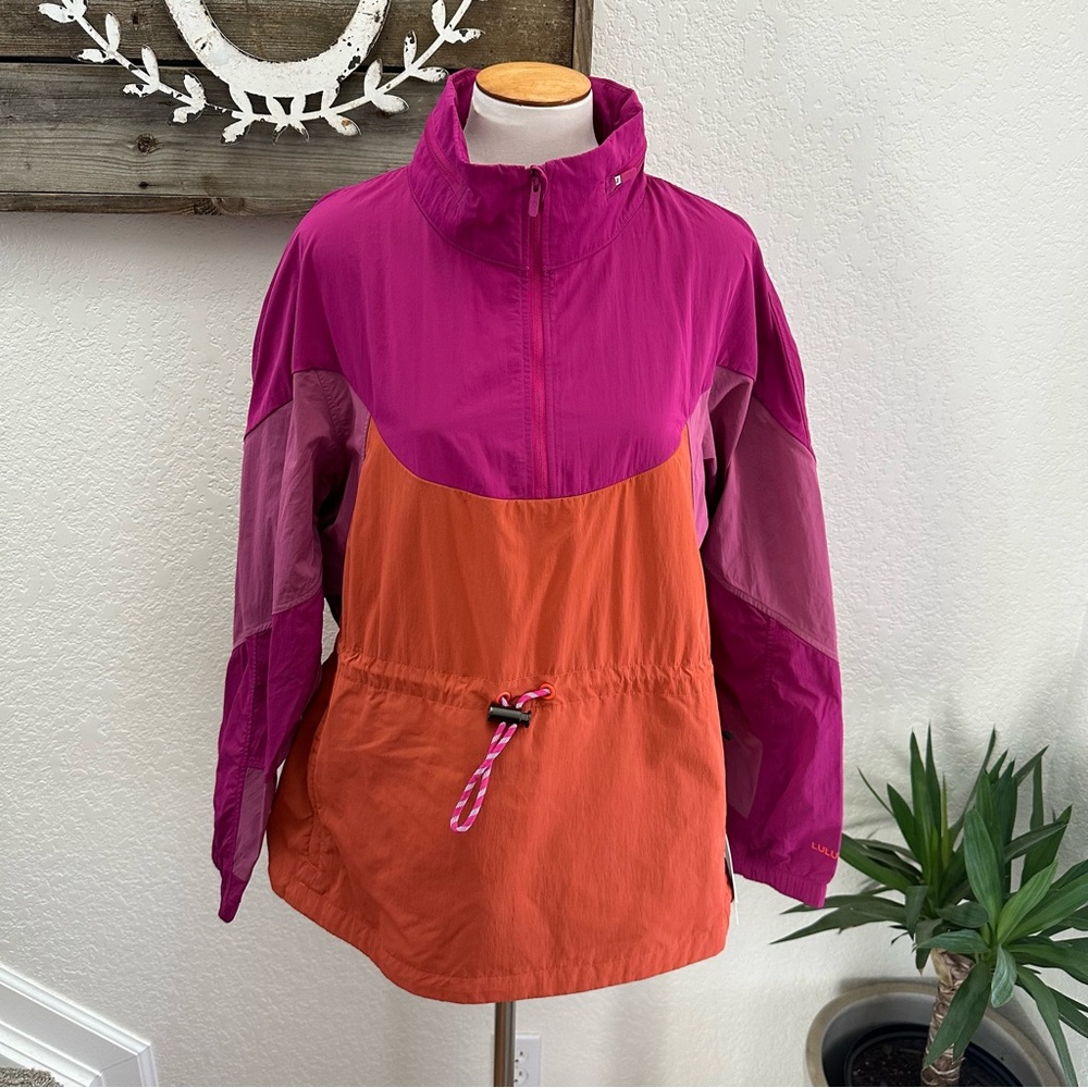 Lululemon Evergreen Anorak Colorblock Windbreaker Jacket in Pink Orange 12 NWT